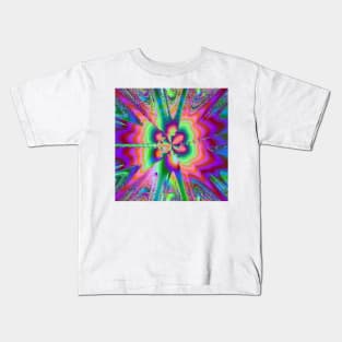 Psychedelic, Multicolor Fractal Design - Purple and Green Splash Kids T-Shirt